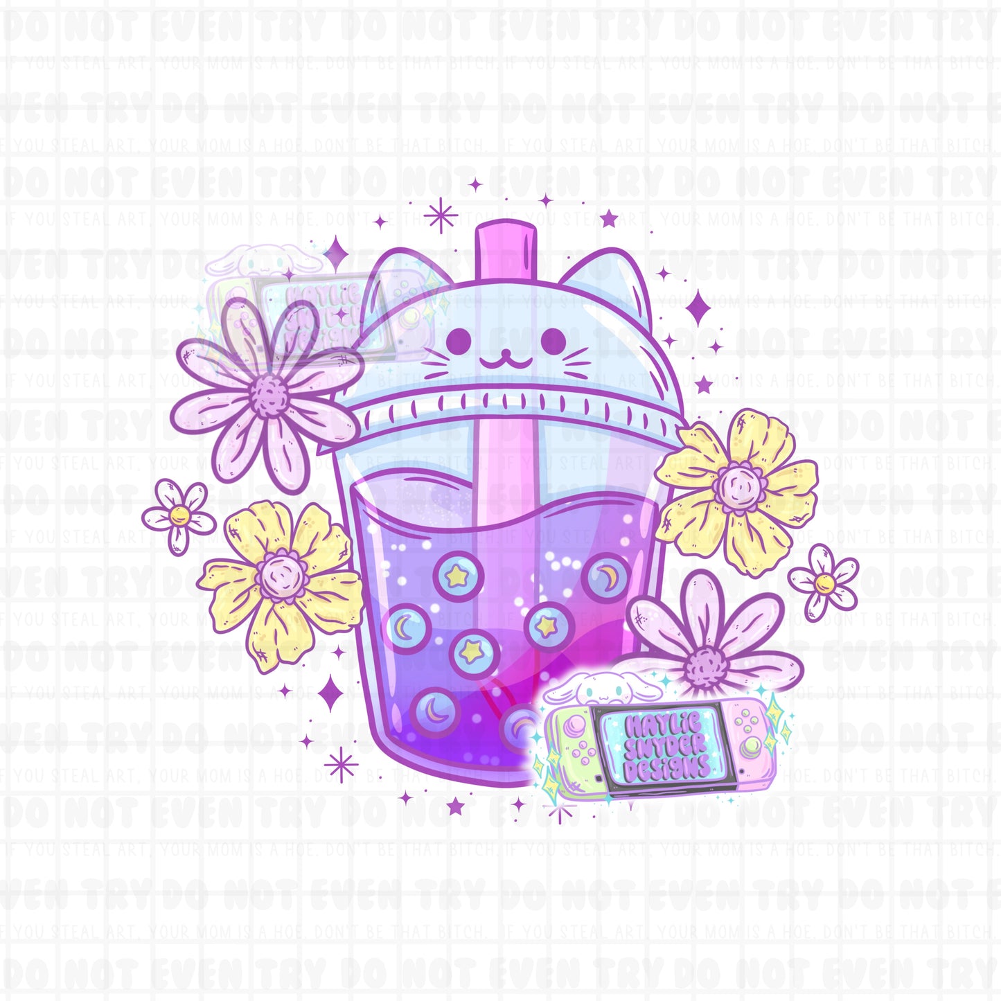 Kawaii Kitty Boba PNG