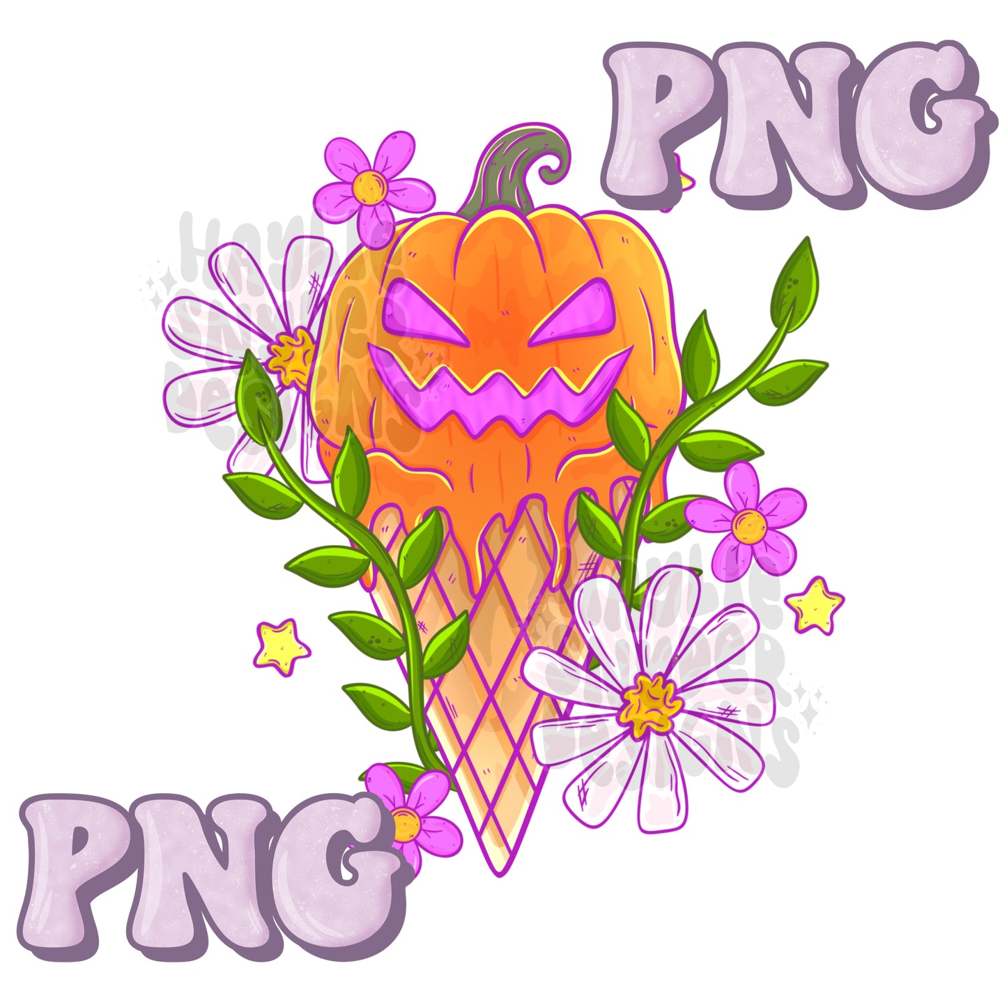 Floral Pumpkin Cones PNG