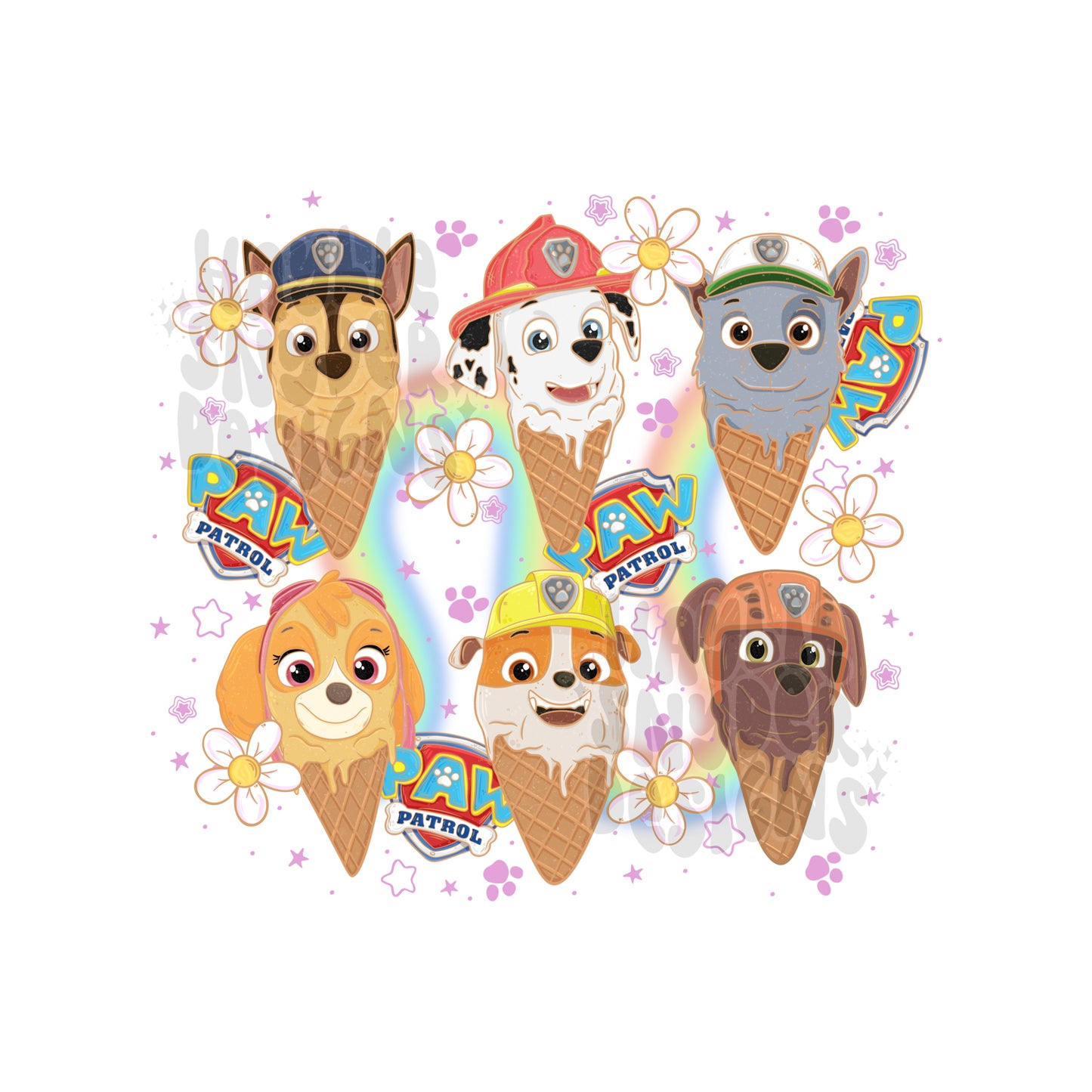 Rescue Pups Cones Rainbow PNG