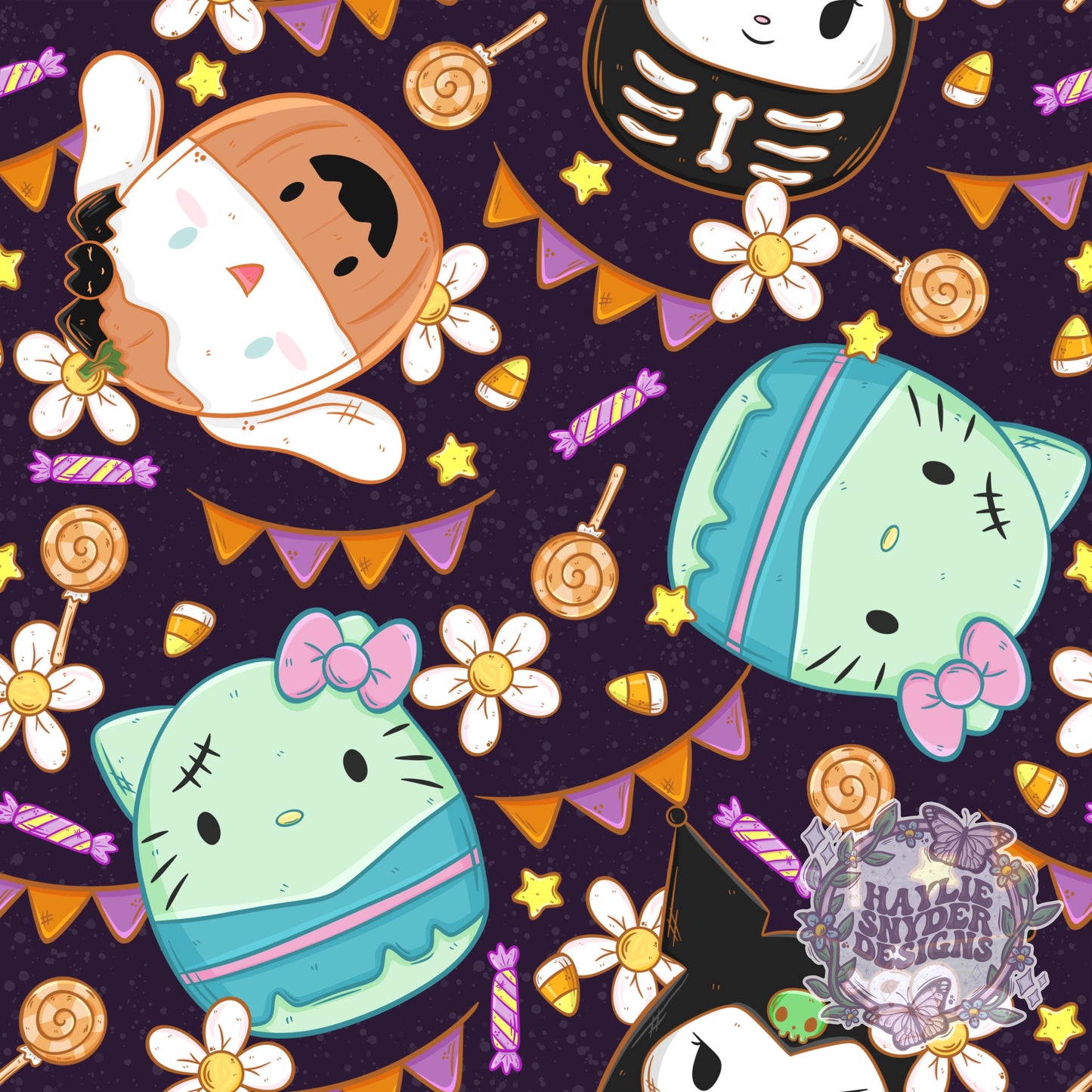 Kitty Friends Squish Halloween Dark Purple