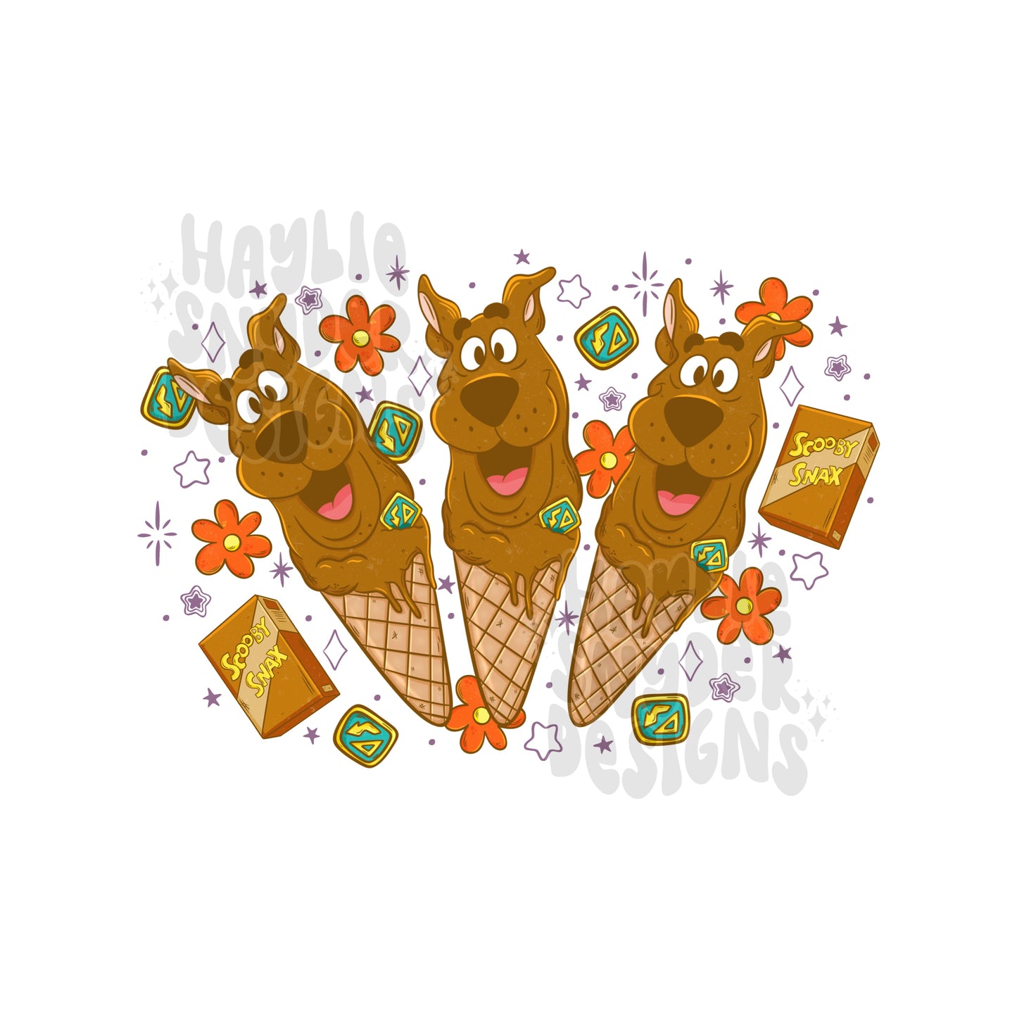 Mystery Dog Cones Floral PNG