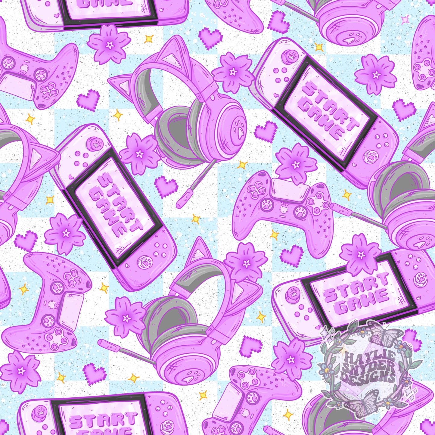 Purple Gamer Girl Blue Checks