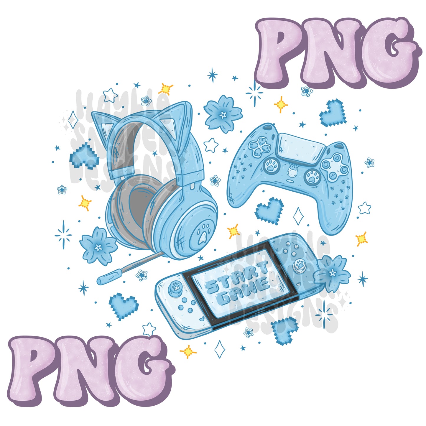 Blue Gamer Girl PNG