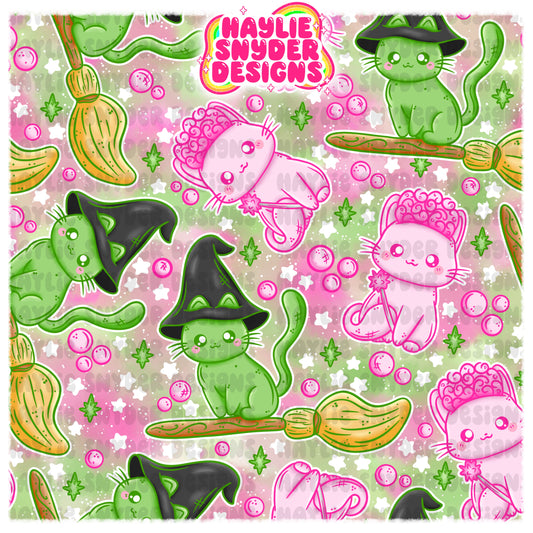 Pink & Green Inspired Cats