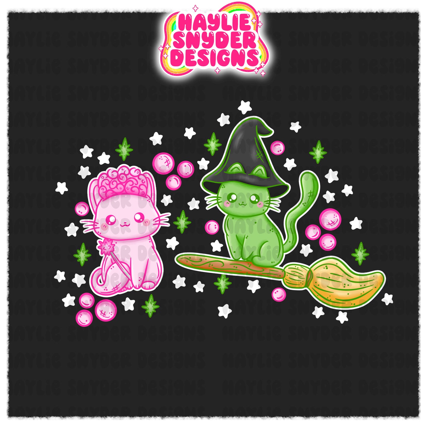 Pink & Green Inspired Cats