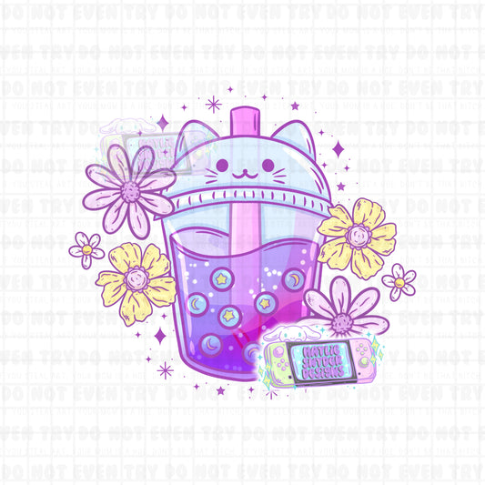 Kawaii Kitty Boba PNG