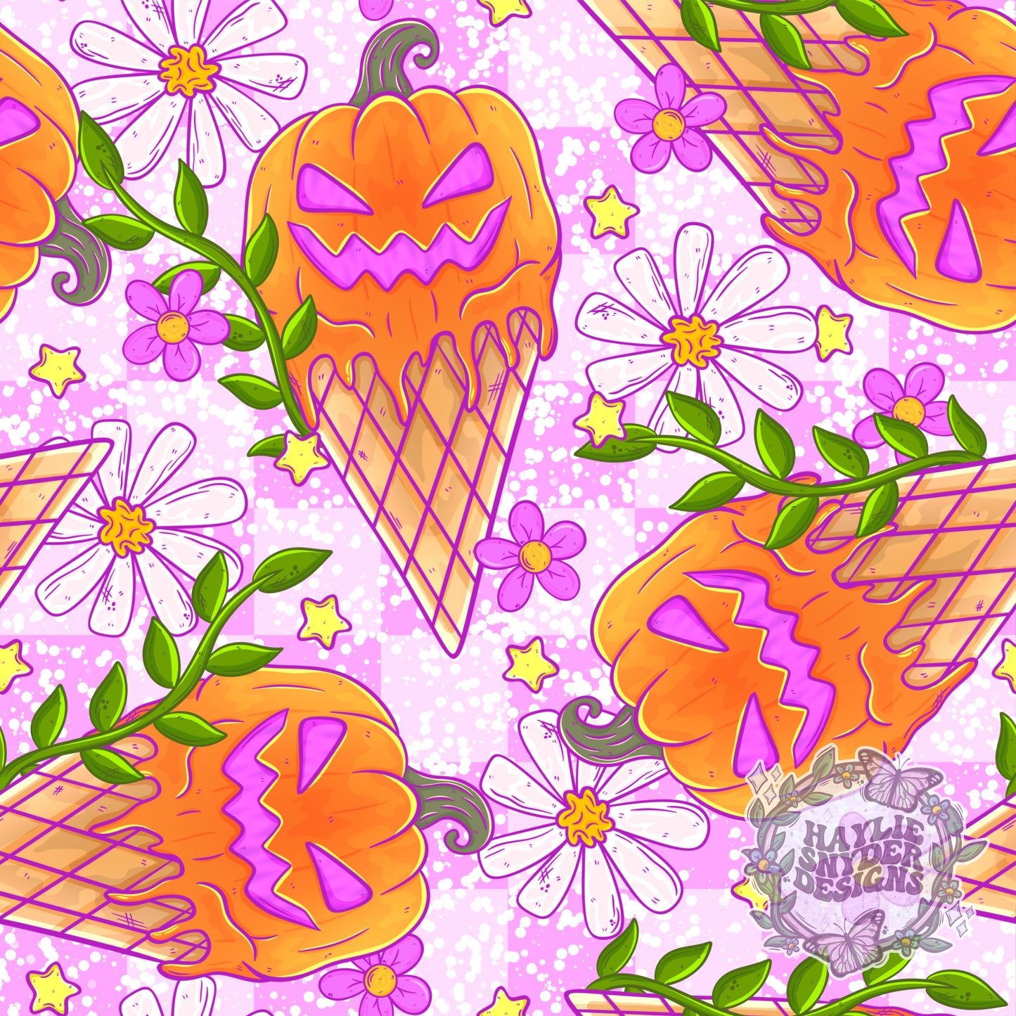 Floral Pumpkin Cones Purple