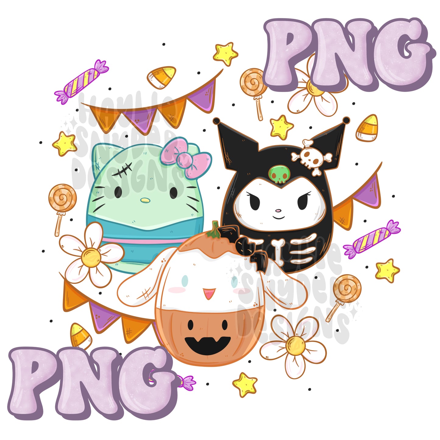 Kitty Friends Squish Halloween PNG