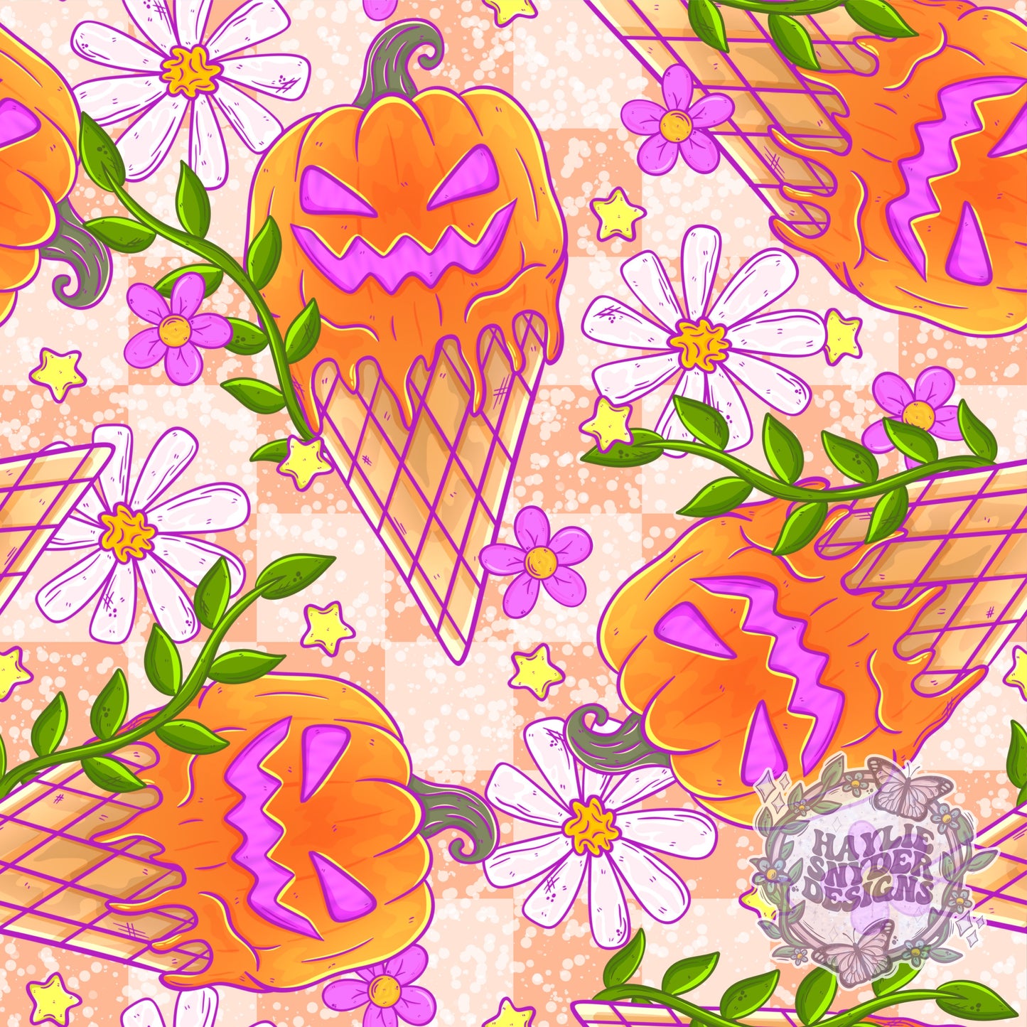 Floral Pumpkin Cones Orange