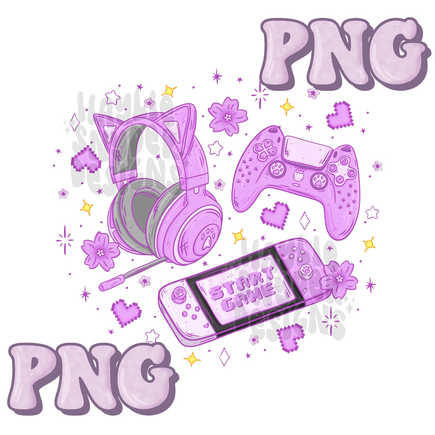 Purple Gamer Girl PNG